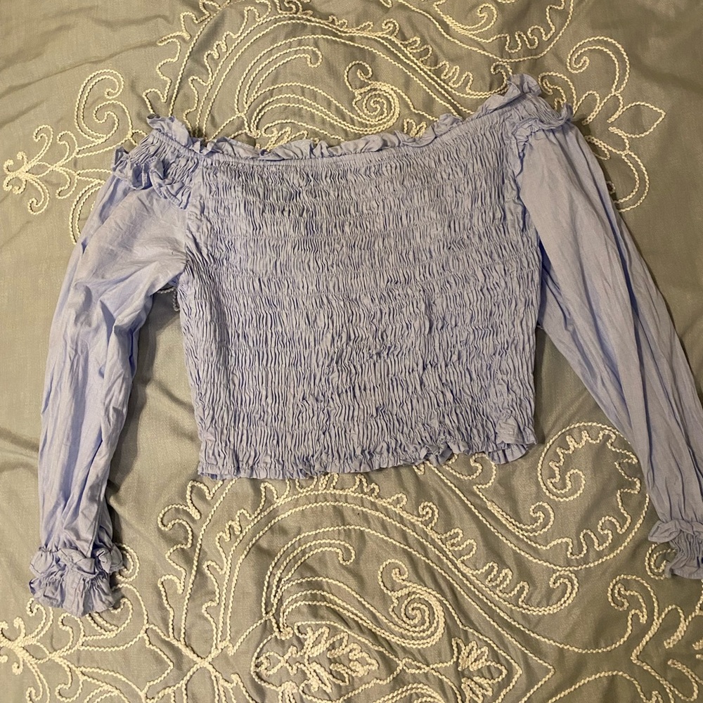 Zara blue off shoulder crop top - Picture 3 of 3